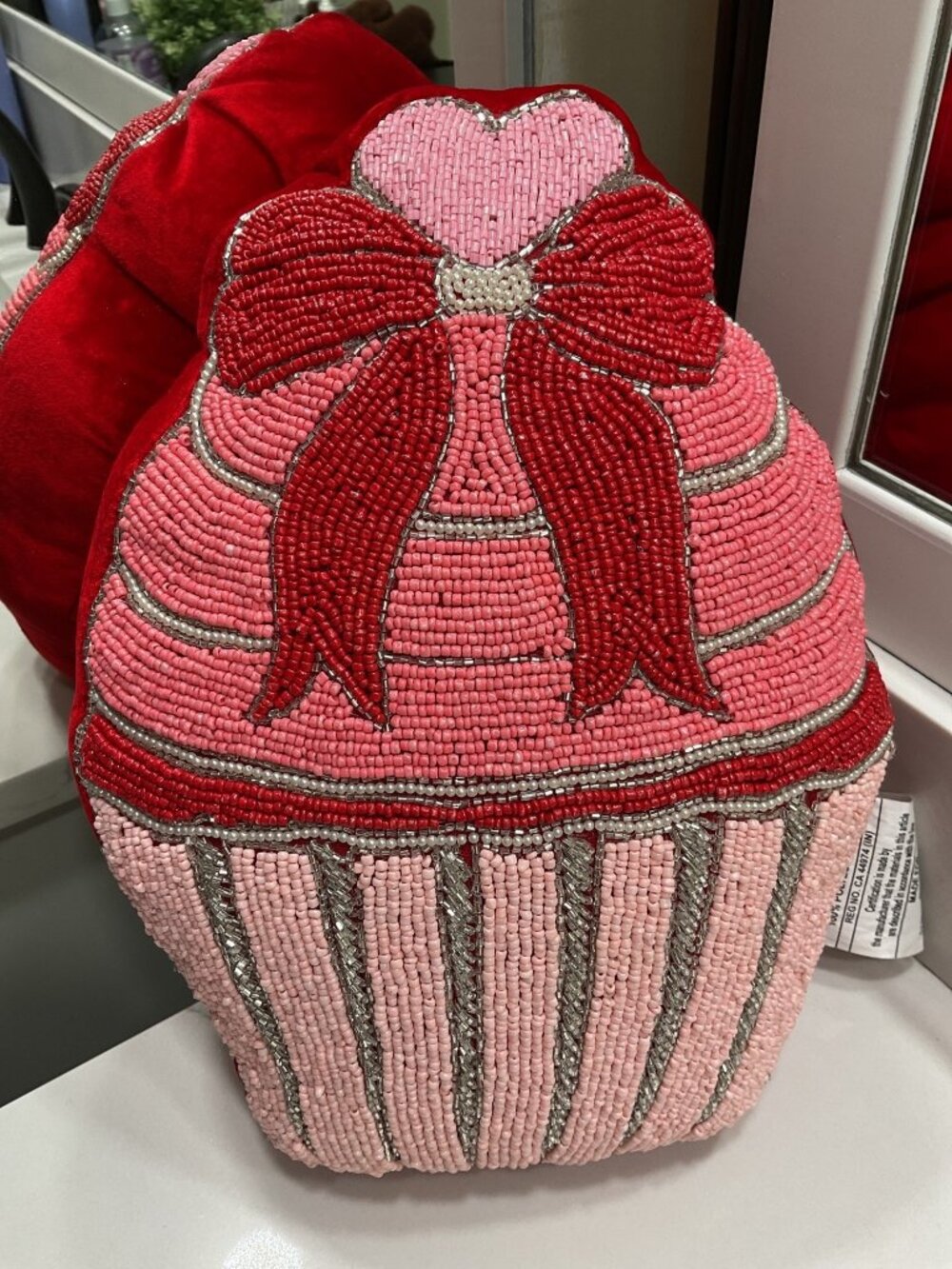 Unbranded Fully Beaded Cupcake Decorative Pillow Blingy Glam Gorgeous